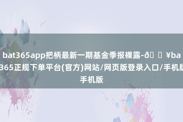 bat365app把柄最新一期基金季报裸露-🔥bat365正规下单平台(官方)网站/网页版登录入口/手机版
