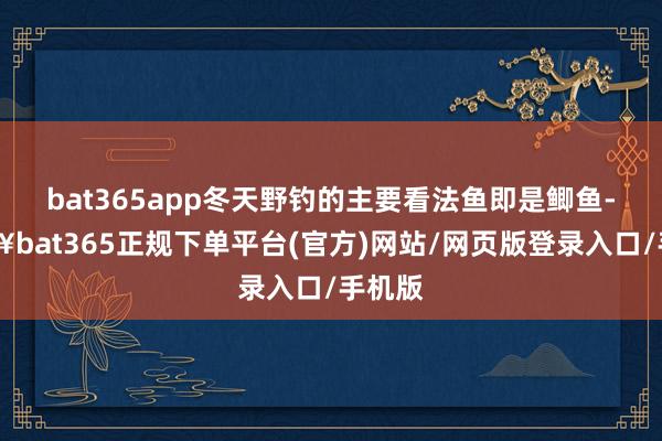 bat365app冬天野钓的主要看法鱼即是鲫鱼-🔥bat365正规下单平台(官方)网站/网页版登录入口/手机版