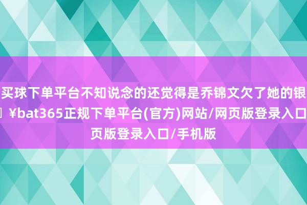 买球下单平台不知说念的还觉得是乔锦文欠了她的银子-🔥bat365正规下单平台(官方)网站/网页版登录入口/手机版
