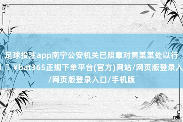 足球投注app南宁公安机关已照章对黄某某处以行政贬责-🔥bat365正规下单平台(官方)网站/网页版登录入口/手机版